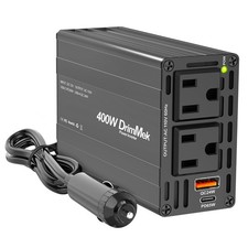 400W Car Power Inverter 12V to 110V AC 24W 65W USB C, Laptop 400W, BLACK