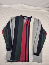 VTG Knights of Round Table Polo men Med striped colorblock rugby long sleeve