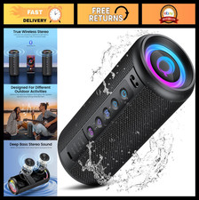 Portable Bluetooth Speaker 20W HD Sound, 20H Playtime, IP7 Waterproof, LED Light