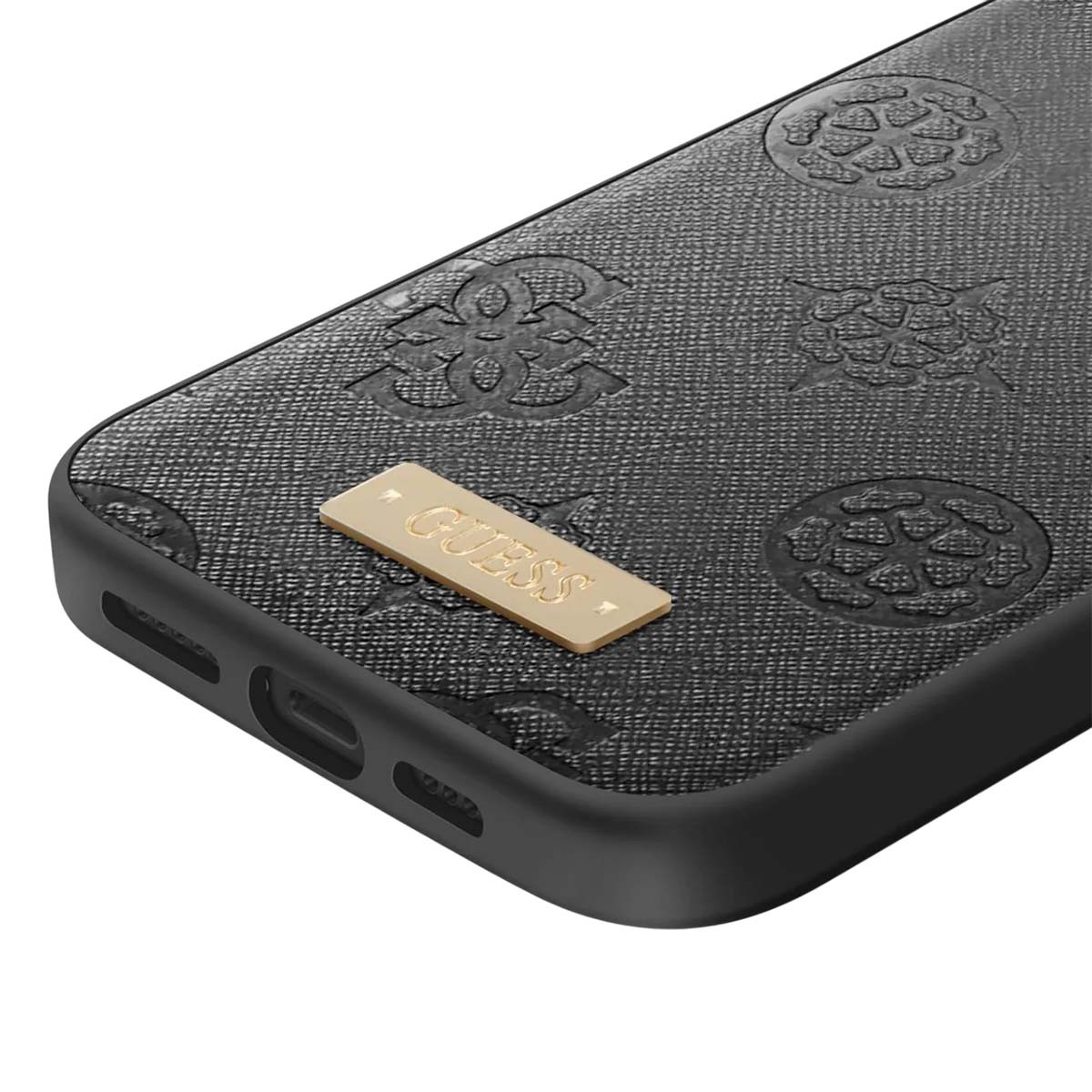 Coque iPhone 13 Pro Max Guess rigide fleurs pivoines et métal