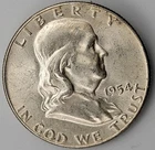 1954 P Philadelphia Mint Franklin Half Dollar  Very Shiny Surface Unc