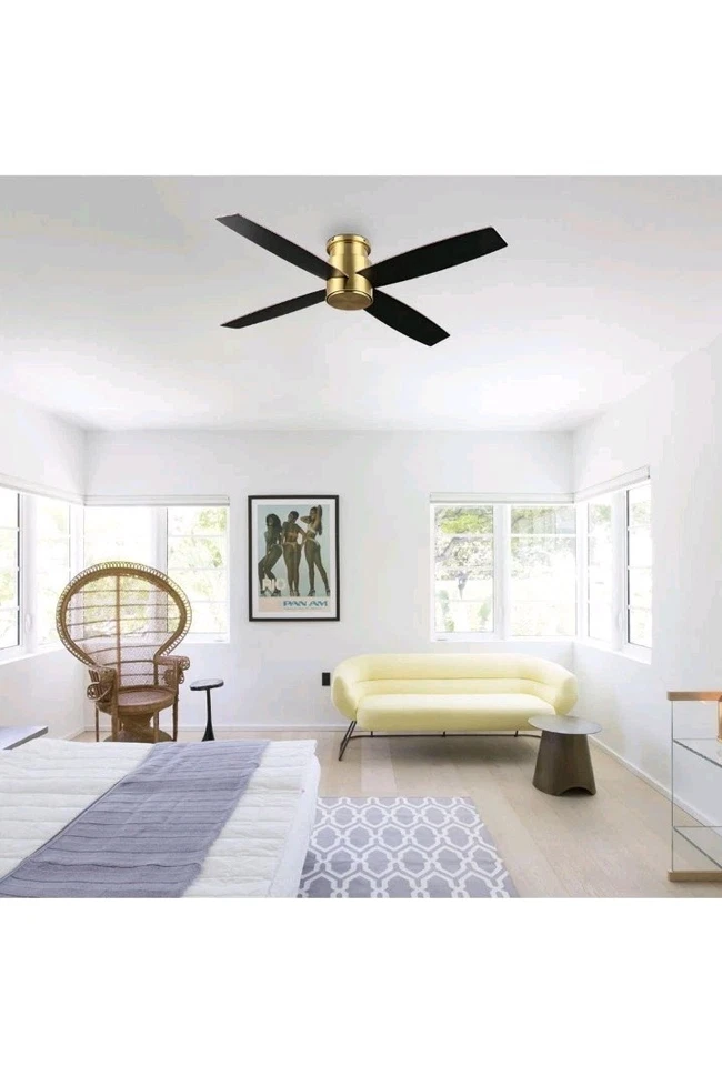 WINGBO 44 Inch Flush Mount DC Ceiling Fan without Lights,6-Speed, Remote Control - Image 2 of 4