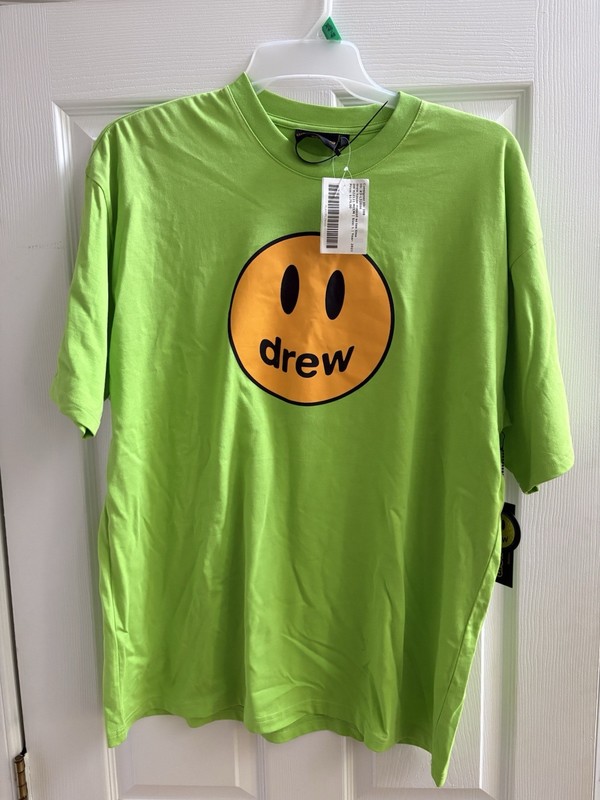 Drew House T Shirt Mens L Green Smiley Face Justin Bieber Authentic Mascot NWT