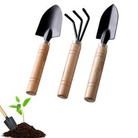 Gartenwerkzeug-Set 3-Teilig, Gartenschaufel, Klein, Holzgriff
