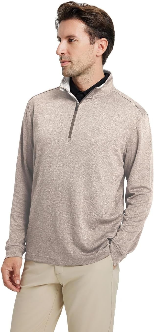 Men's Quarter Zip Golf Pullover Men Mock Neck Sweatshirts Dry image 2