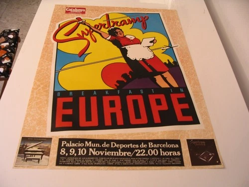 SUPERTRAMP  ORIGINAL POSTER Breakfast in Europe  TOUR Barcelona 1979 34x24´´