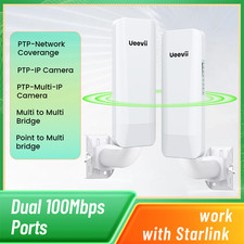 2Pack Wireless Bridge Point to Point 3KM Wireless Transmission Dual 100Mbps Port