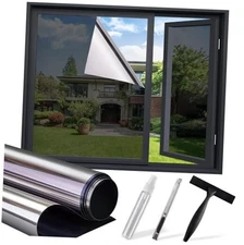 One Way Privacy Window Film - Reflective Window Tint for 23.6 x 78.7Inch Black