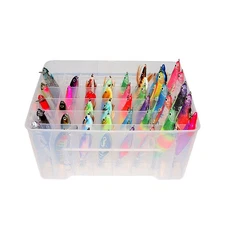 40 Grids Plastic Fishing Tackle Box Lined Box Webfoot Octopus Egi Storage