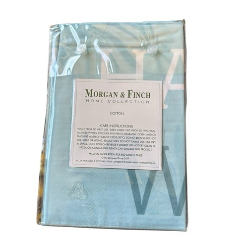 Morgan & Finch Pillowcase Happy Wife New In The Packet Cotton Aqua - Picture 3 of 3