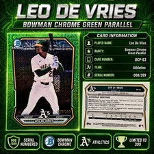 2026 Bowman Chrome Leo De Vries Green Parallel /399 BCP-63 Athletics Prospect SP