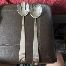 Silver Tone Salad Serving Fork And Spoon