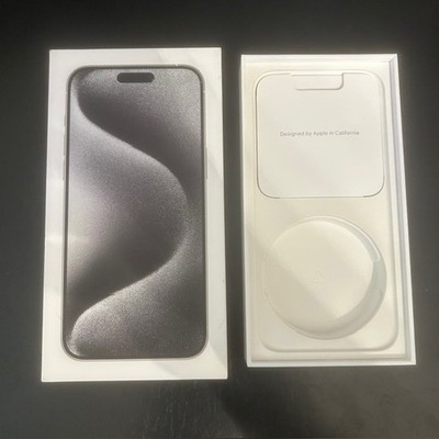 EMPTY BOX ONLY Apple iPhone 15 Pro MAX 256GB WHITE Titanium Stickers MODEL A2849