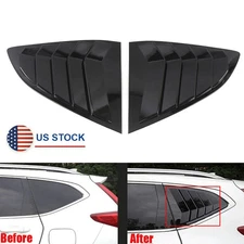 2x Bright Black Rear Side Window Blinds Quarter Louver Cover For 17-20 Honda CRV