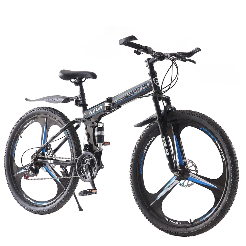 Klappbares 21-Gang-Mountainbike 27,5" Zoll Vorne Und Hinten Hängendes Fahrrad - Bild 4 von 4