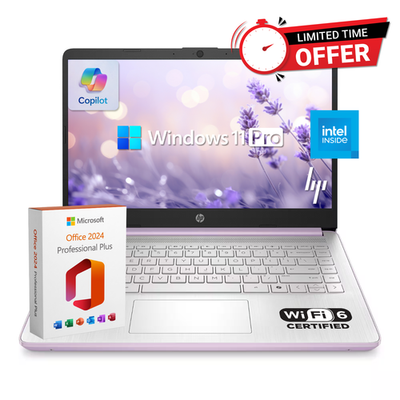 #ad #ad HP Laptop Computer 14quot; Quad Core Intel N150 16GB RAM 628GB Storage Win 11 Pro $299.00