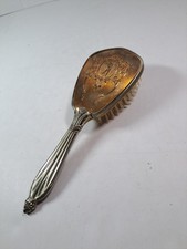 Vintage Vanity Hair Brush - Gold/Silver Tone with Flower Angel Motif