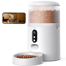 faroro Automatic Cat Feeder with Camera, 3MP HD 4L White 