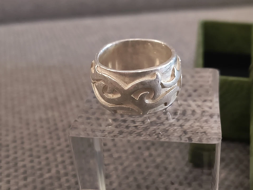 Anello uomo argento 925 massiccio 20g tribale Ø19,8mm IT22 US10 Biker - Immagine 3 di 4