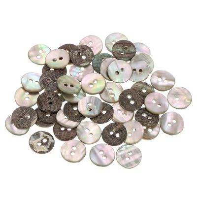 50 Stück Natürliche Muschelknöpfe 2-Loch 12.5mm Perlmuttknöpfe Mehrfarbig - Bild 1 von 4