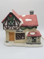VTG Dickens Collectables Fabric Shop # 27218 Porcelain Lighted House Works W/Box