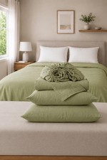 100% Linen Bed Sheet Set 4 Piece Flat Sheet Fitted Sheet & 2 Pillowcases Bedding
