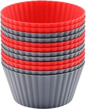12 Pack Reusable Nonstick Jumbo Silicone Baking Cups, Cupcake and Muffin Liners,