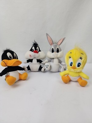 Warner Bros Bean Bag Small 5'' Plush Lot 4 Bugs Daffy Sylvester Tweety Bird 1999