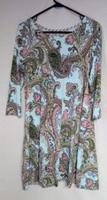 Paisley Print Shift Dress                   Size Medium