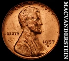 1957-D Lincoln Wheat Cent - Choice Gem Brilliant Unc  No Reserve  #J9877