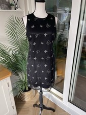 Vintage Emma Somerset Butterfly Mesh Overlay Dress In Black Size M