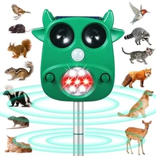 Solar Ultrasonic Animal Repeller Outdoor Deer Repellent with Motion Detection...