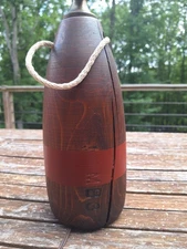 Nautical Lamp Table Wooden Buoy and Rope Vintage Mile Marker  No Shade