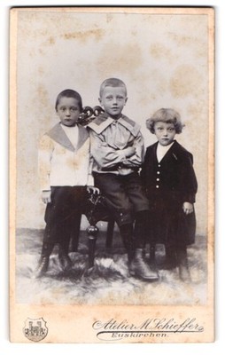 Photograph M. Schieffer, Euskirchen, three boys in fashionable clothes 