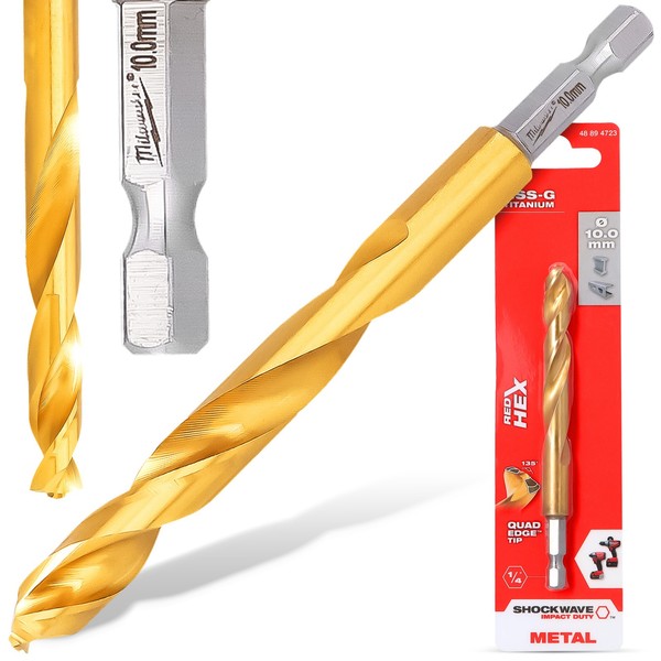 Metallbohrer Stahlboherer 10 Mm Hex HSS-G Milwaukee Spiralbohrer Edelstahlbohrer-image