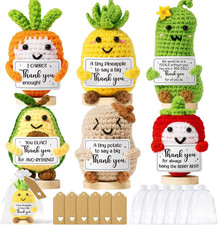 6PCS Positive Crochet Vegetables & Fruits Thank You Gifts for Women, Employee Ap