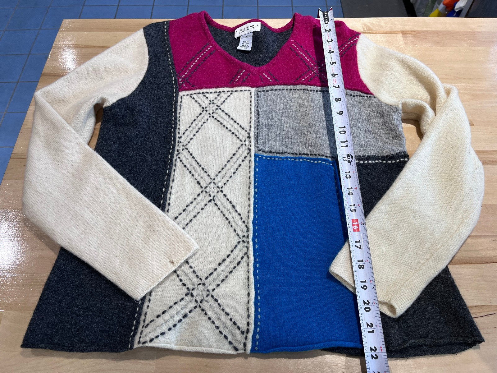 Vintage Pure & Simple Patchwork Colorblock  Lambs… - image 6