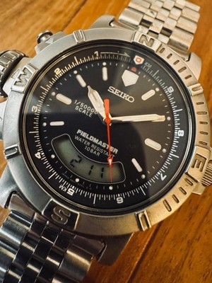 Seiko Field Master H801 6040 Watch Quartz Field Vintage Unisex Wrist 19cm Authen