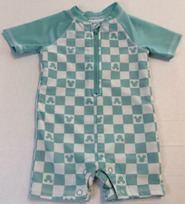 Disney Baby Mickey Mouse Check Zip-Front Short Sleeve One-Piece Swimsuit 6/9M