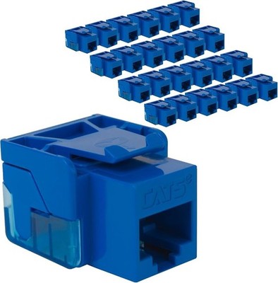 ICC CAT5e Keystone Jack BLUE  w/ InLine IDC. UL Listed PoE++ TAA VoIP Compliant