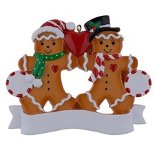 Family of 2 Gingerbread Couple Christmas Ornament Personalized Christmas Keep...