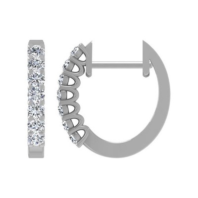 14k White Gold Round 0.25Ct Lab Grown Diamond Hoop Earrings Gift for Women