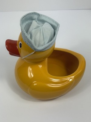 Teleflora Large Yellow Duck Ceramic Planter Vase 9x9  Rubber Ducky Style