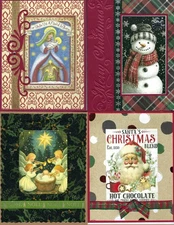 Handmade  CHRISTMAS CARDS -HALF RELIGIOUS   #C 20  -  lot of 4