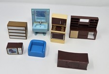 LOTE De Colección Muebles para Casa de Muñecas ARCO Cómoda Microondas Horno TV Hong Kong Años 60 70