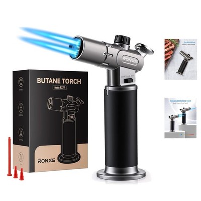 Compact Refillable Kitchen Torch - Adjustable Dual Flame for Desserts & Grilling