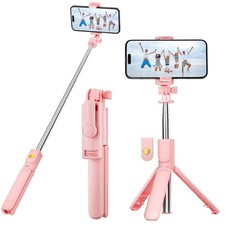 Aourxiv Pink Selfie Stick Tripod, with Wireless Remote Control, Live