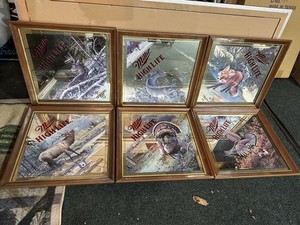 Set of 6 3rd Edition Miller High Life Beer Diamond Wildlife Series Mirrors