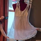 Vintage sky blue Lace Nylon Women's nightie Classic Sheer babydoll