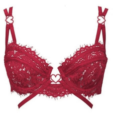 NWT For Love  Lemons Valentines Day Rosa Lace Red Heart Bra Size Small